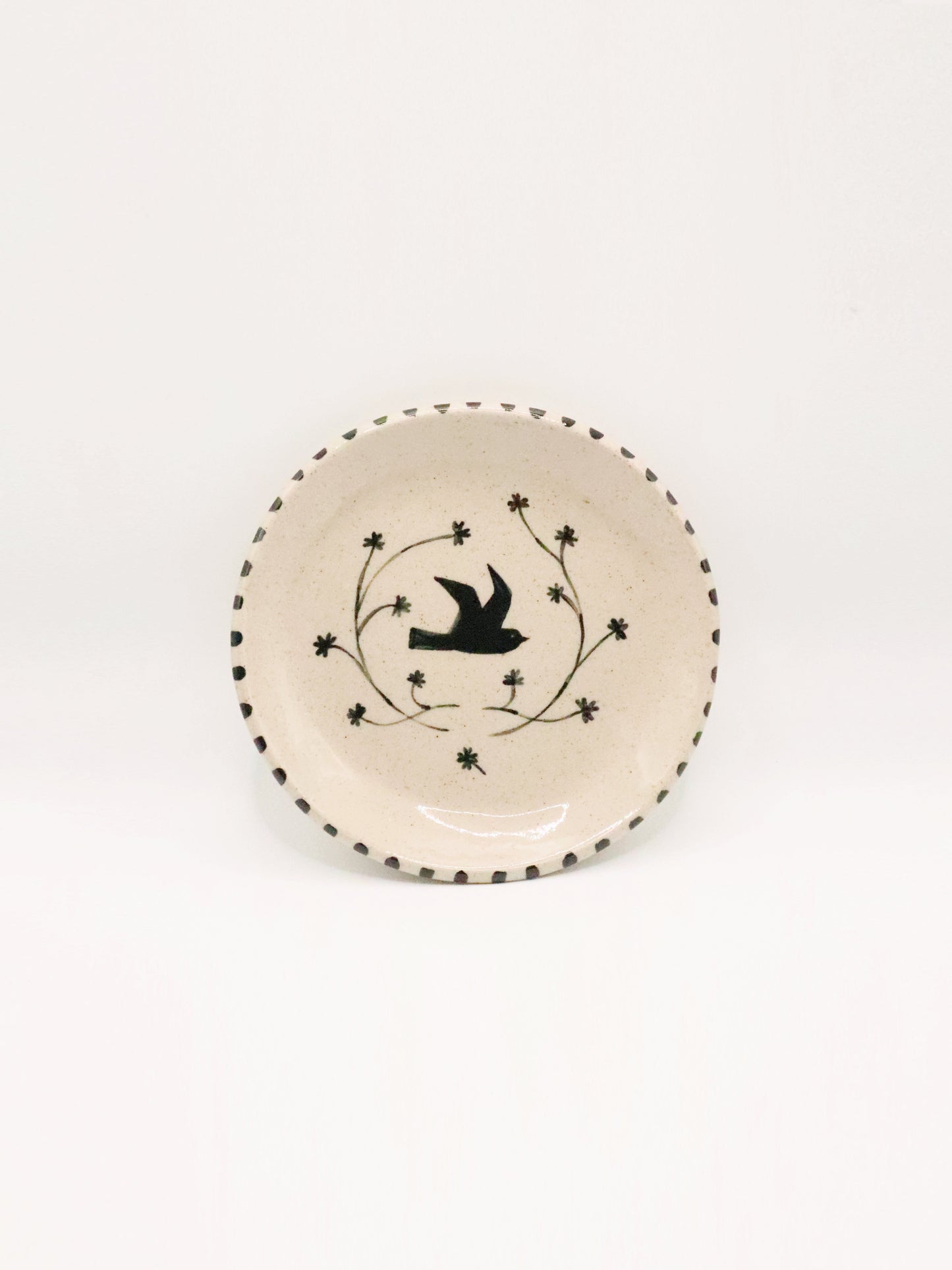 Petite assiette oiseau trèfles