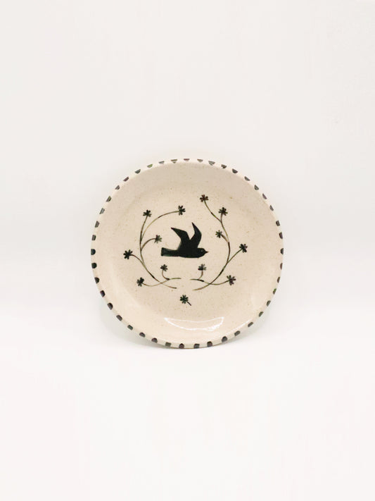 Petite assiette oiseau trèfles