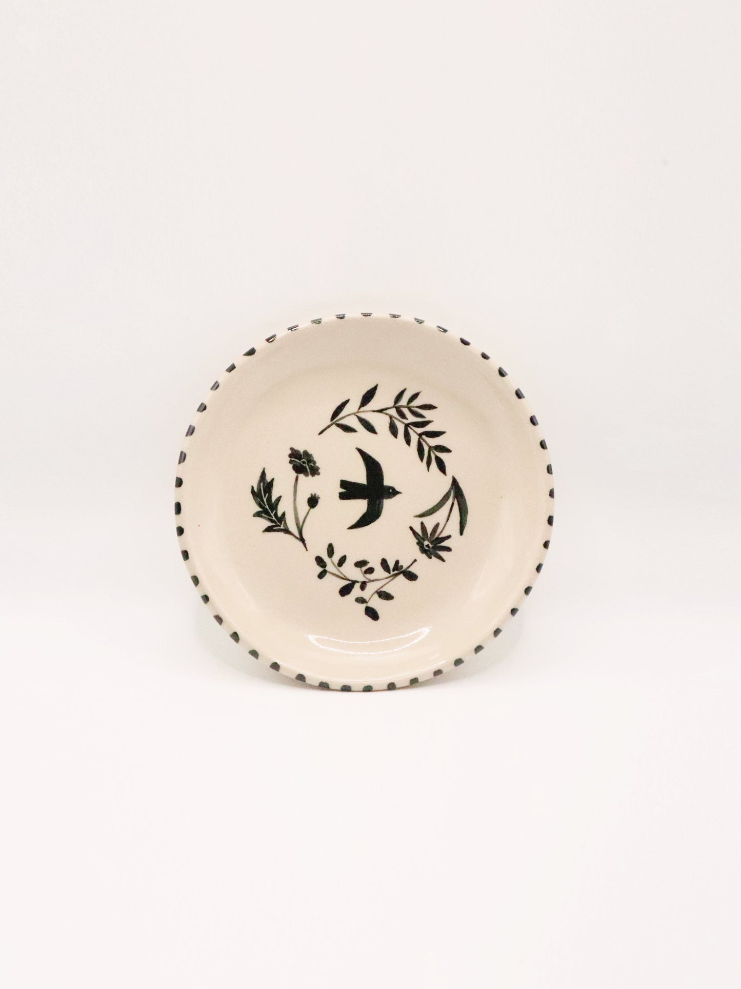 Petite assiette oiseau florale