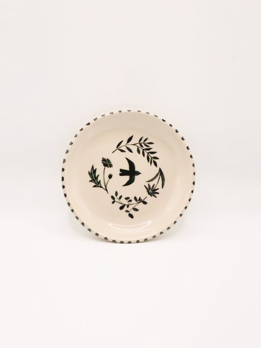 Petite assiette oiseau florale