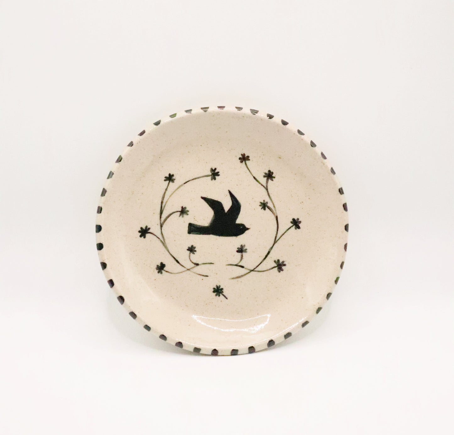Petite assiette oiseau trèfles