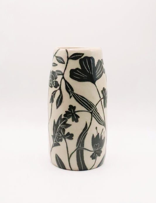Vase en grès floral