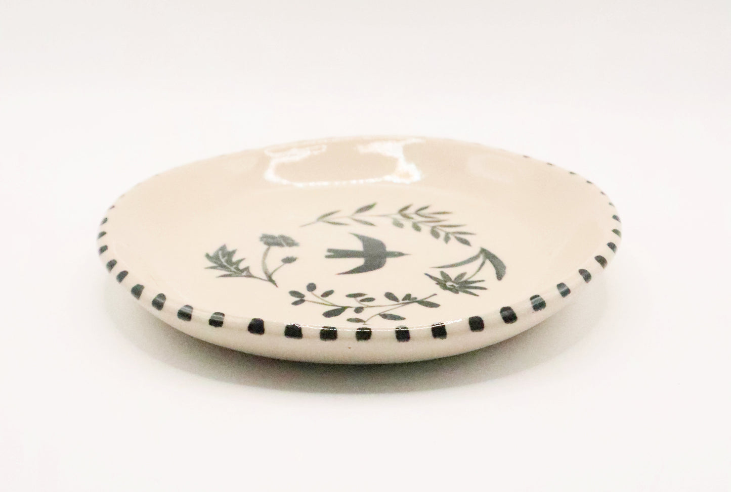 Petite assiette oiseau florale