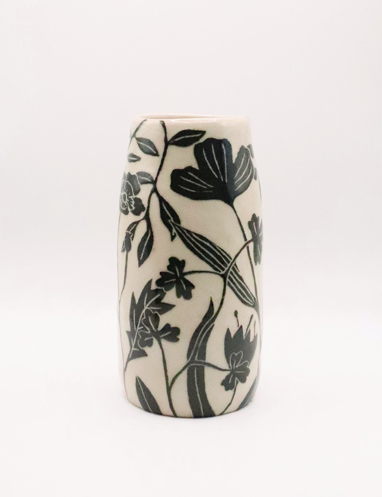 Vase en grès floral